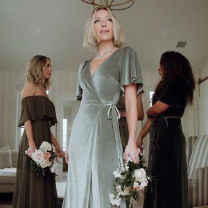 Baltic Born Meghan Velvet Wrap Dress in Sage